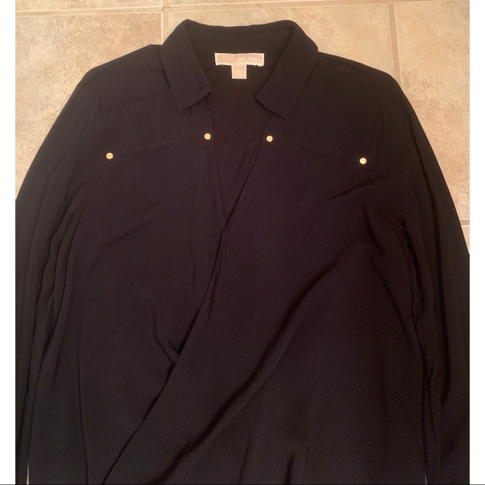 Black Collared Cross-Front Top - image 2